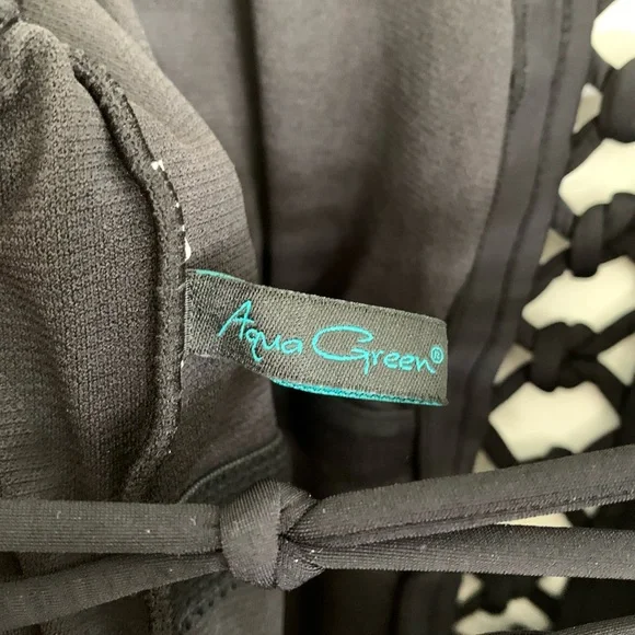 AQUA GREEN Lace Up One Piece Swimsuit in Black - Picture 12 of 13